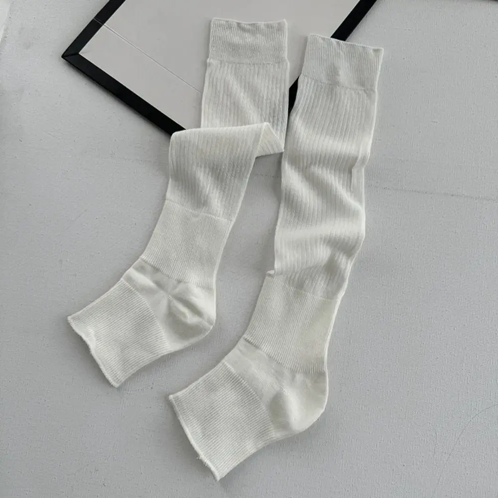 

Sweet Lolita JK Calf Socks Ultra-Thin Solid Color Knee High Socks Cotton Open Toe Mid-tube Stocking Women