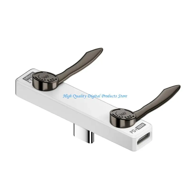 U2JE USB C Phone Stand Adapter with Foldable Port Layout, 100W Charging Input and 10Gbps Data for Desk Viewing on Desks
