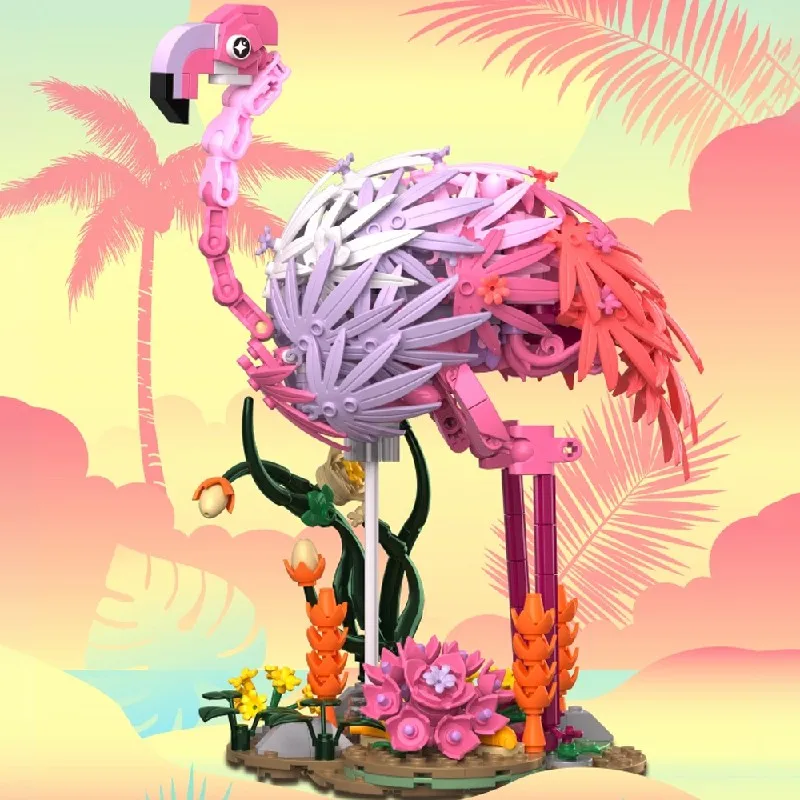 

516PCS MOC Creative Animal Building Blocks Flamingo Ostrich Model Ornaments DIY Assembly Educational Toy for Kids Adult ﻿Gift
