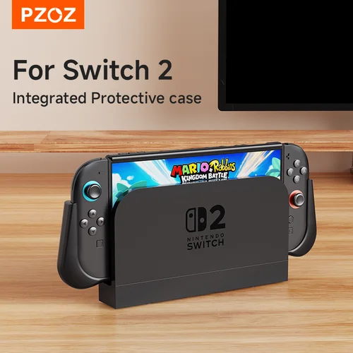 PZOZ-funda con soporte para Nitendo Switch 2, funda OLED con mango extraíble, cubierta protectora, base enchufable, accesorios ultrafinos