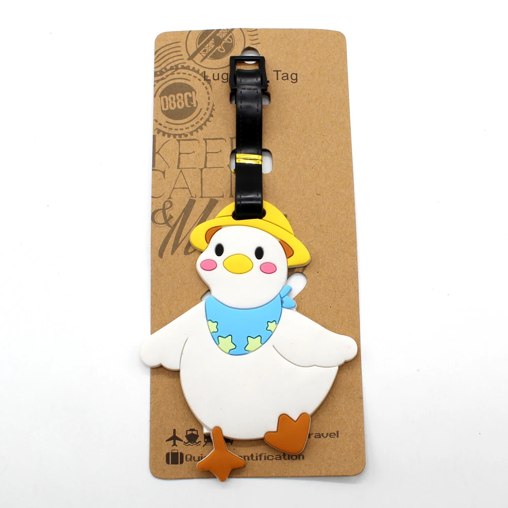 New Cartoon Pooh Bear Luggage Tag Travel Essentials Baggage Label Cute Animal Bags Pendant Anti-loss Address Card Holder Label