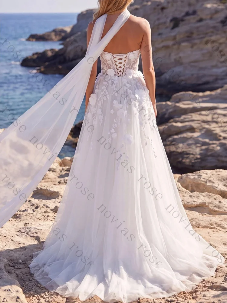 Customized White Tulle A-Line Sweetheart Neck Wedding Dresses Elegant Appliques Celebrity Dress High Quality Prom Party Gowns