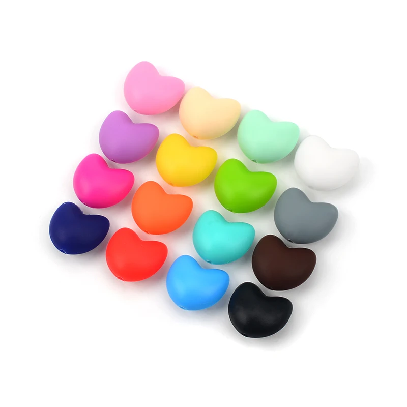 LOFCA 10pcs Heart Shape Loose Silicone Beads For Used in jewelry making Necklace Bracelets Keychain Jewelry accessories