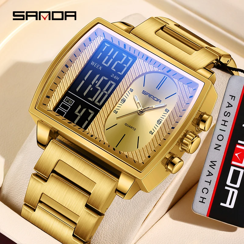 6238 movimento duplo 2 tempo esporte relógio de pulso dos homens à prova dwaterproof água relógios eletrônicos montre homme à prova de choque digital relógio masculino 2229