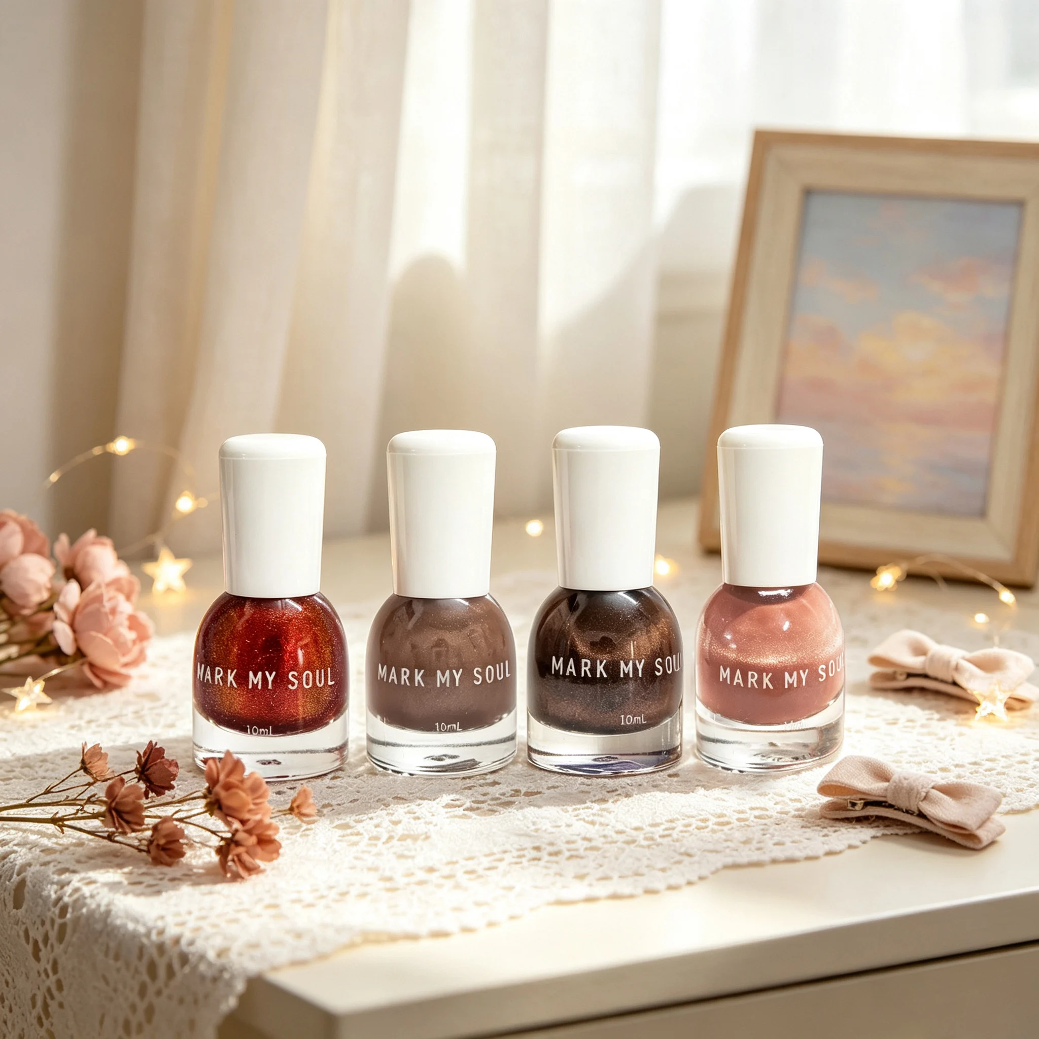 4pcs Lazy No Bake Caramel Earth Full Cat Eye,No UV Lamp Nail S114/S86/S90/S133,Quick Dry Non Peel Off