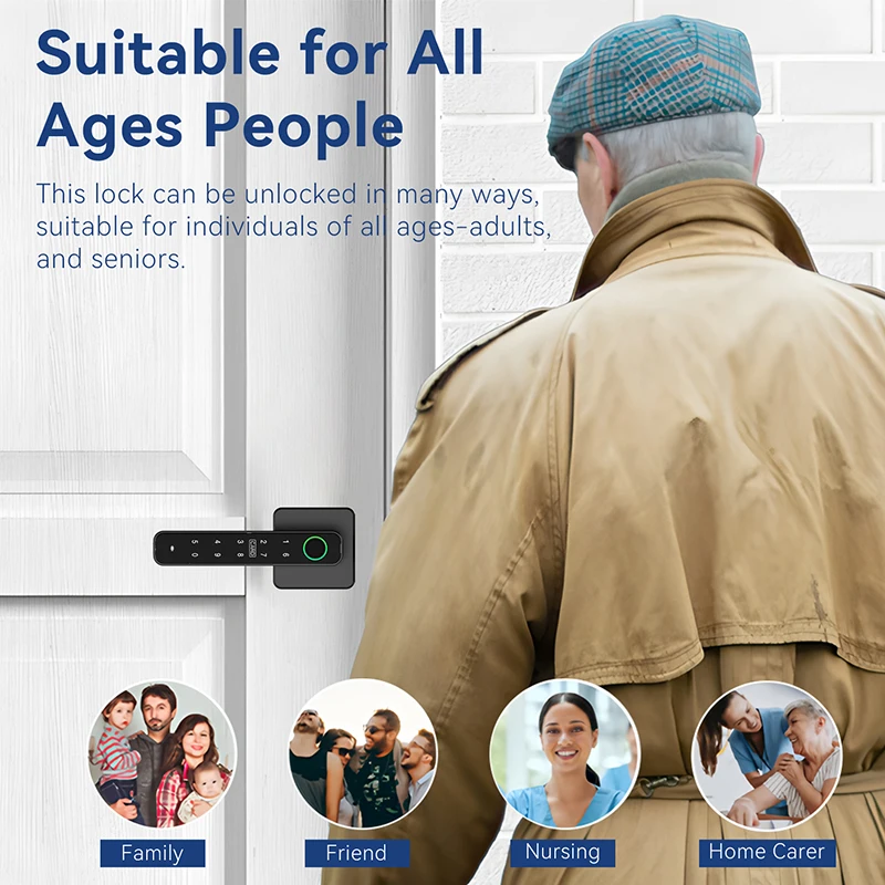 XSDTS Tuya مقبض بصمة مفتاح بطاقة الرقمية قفل الباب الذكي لوحة المفاتيح مفتاح دخول قفل إلكتروني المنزل شقة المنزل #6