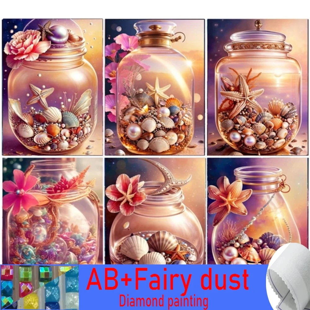 

DIY 5D 120 цветов AB сказочная пыль алмазная живопись наборы Seastar ракушка в бутылке полная квадратная креативная мозаика настенное искусство домашний декор