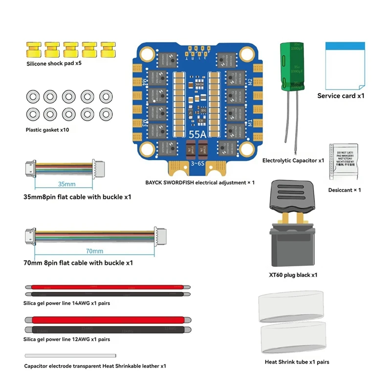 Per BAYCKRC FPV ESC AM32 55A 3-6S 4 in1 ESC per RC FPV Freestyle Racing Drone Quadcopter Drone Parts