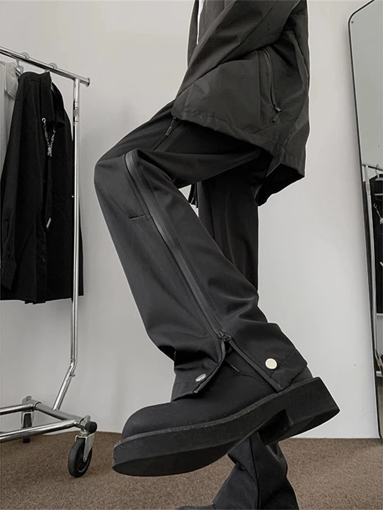 

Мужские модные брюки-колокольчики удлиненной длины, свободные брюки для рабочей одежды High Street, американские брюки на молнии сбоку