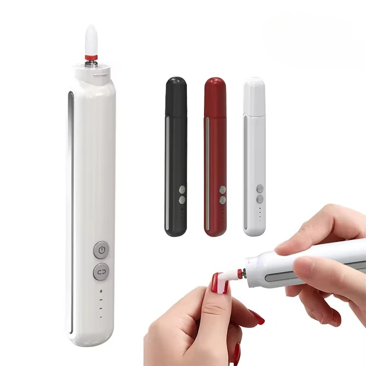 Mini Rechargeable Cordless Nail Drill - Electric Portable LED Light Nail File Machine for Professional Manicure Pedicure