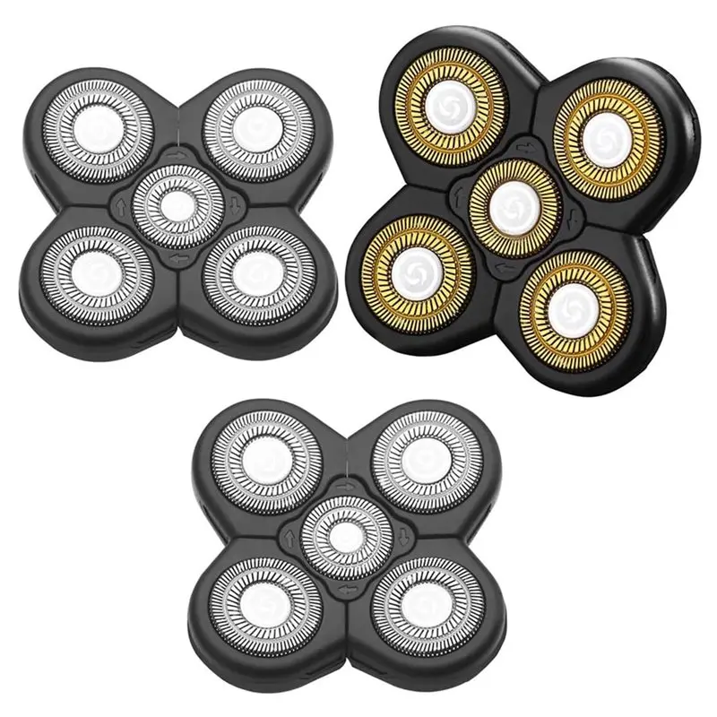 ABBZ-3-Piece Universal 5-Blade Compatible Free Gold Head Replacement Head
