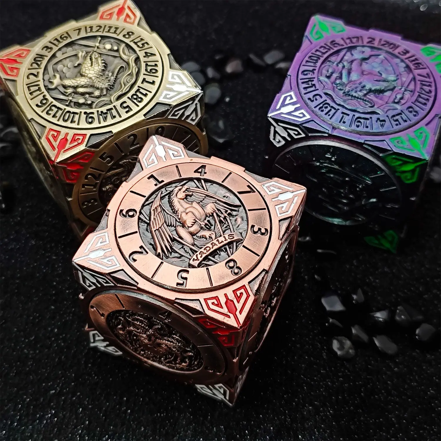 Outdoor Portable EDC7 in 1 Metal Six Sided Rotating Dice Creative Gift Pocket Toy Tool