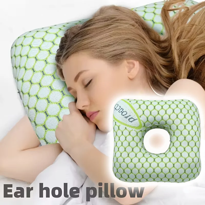 Ear Hole Memory Foam Pillow Side Sleeper Ergonomic Design Prevents Ear Pain Pressure Sores Cavity Relief Support