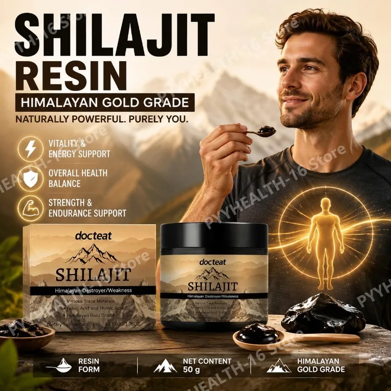 Docteat Himalayan Shilajit Resin 250mg, Organic Fulvic & Humic Acid, Trace Minerals, Energy Strength Endurance Support, 50g