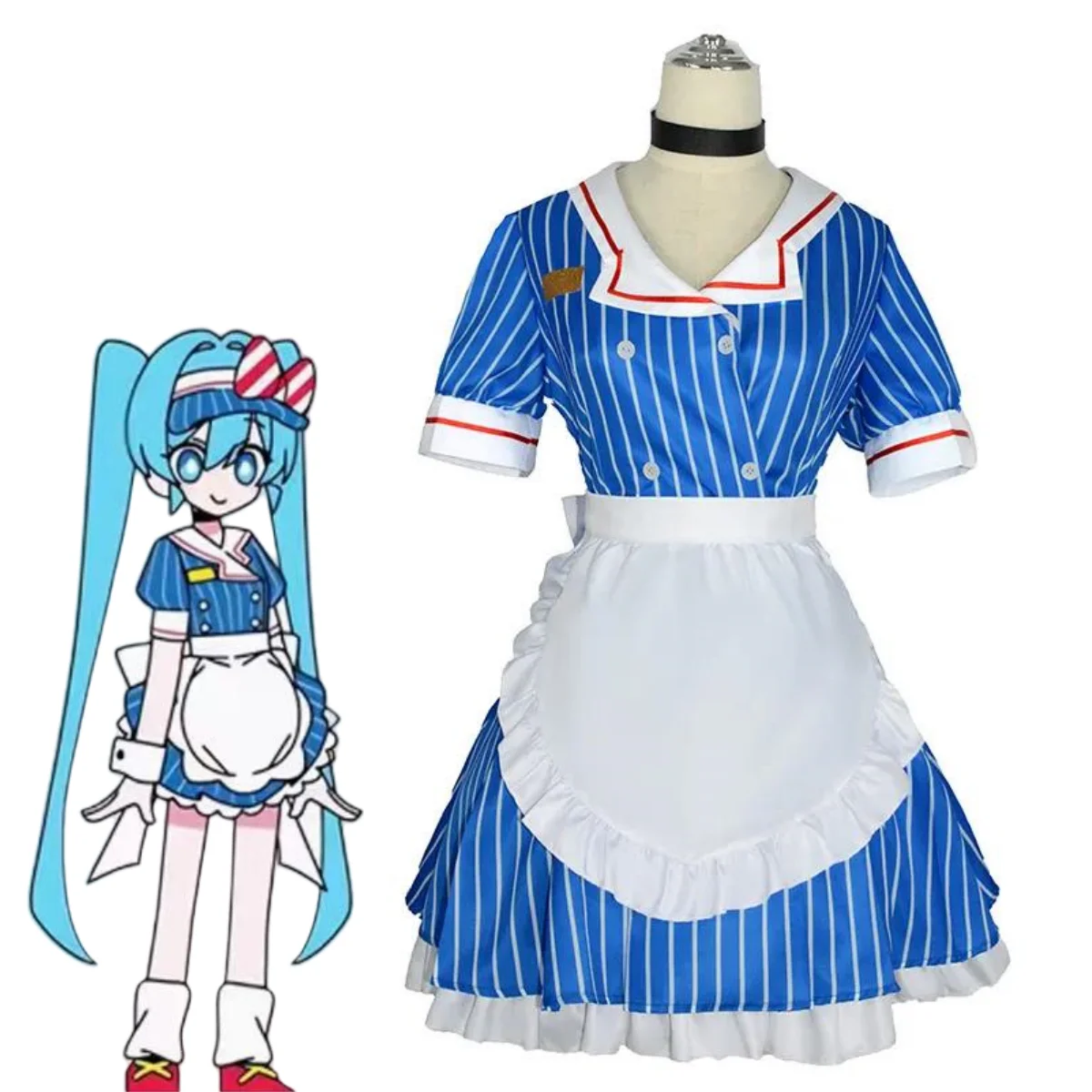 Hatsune Miku Cosplay Costumes Vtuber Miku Outfit Girls Uniform Set With Cap Halloween Party Clothing for Women Miku Dress