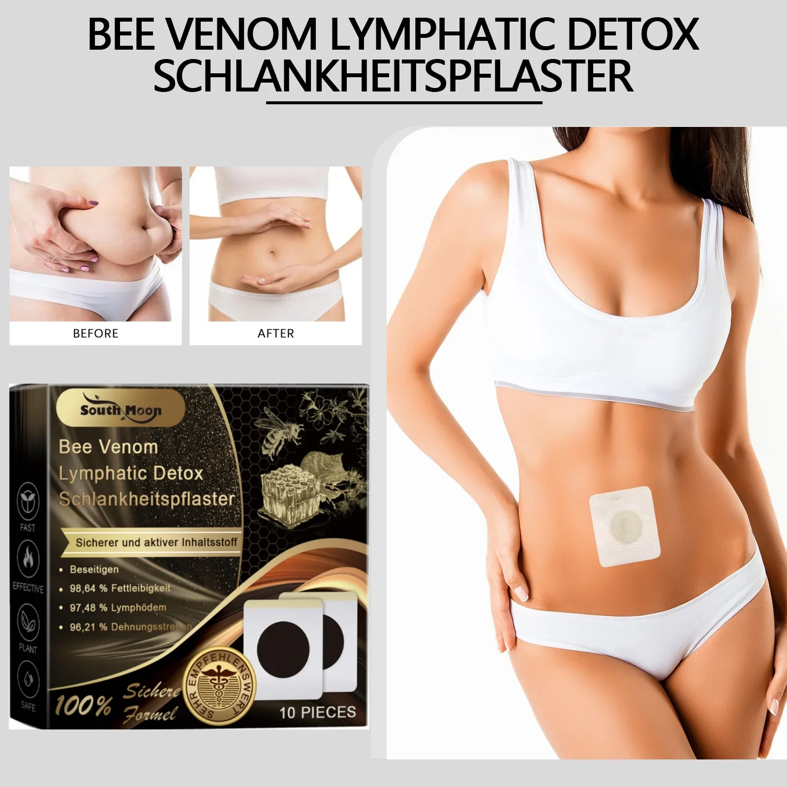 Bee Weight Loss Belly Slim Patch Fast Burning Fat Detox Navel Sticker Dampness-Evil Removal Improve Stomach Bajar De Peso