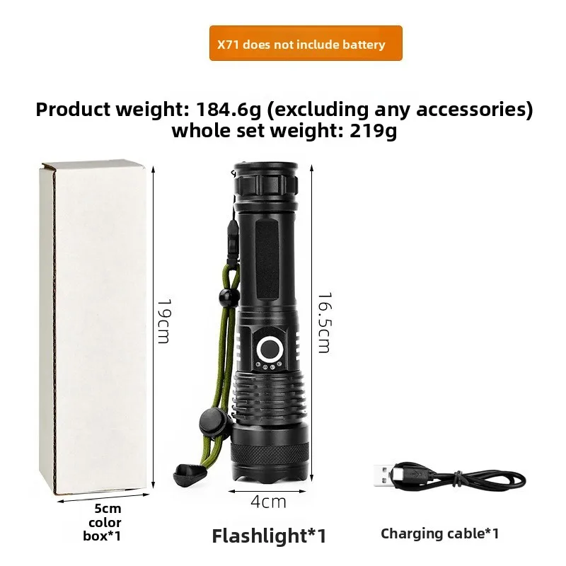 High-Intensity Flashlight: For Patrol & Camping, Outdoor Lighting, White Laser, Aluminum Alloy, Long-Range