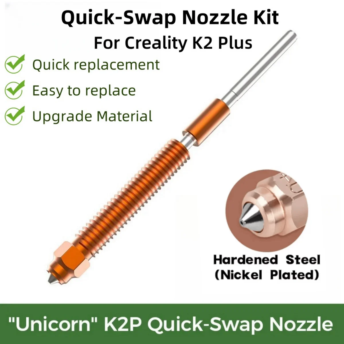 For Creality K2 Plus Nozzle Quick-Swap Nozzle Kit Hardened steel All-metal Design For Creality K2 Plus 3D Printer Accessories