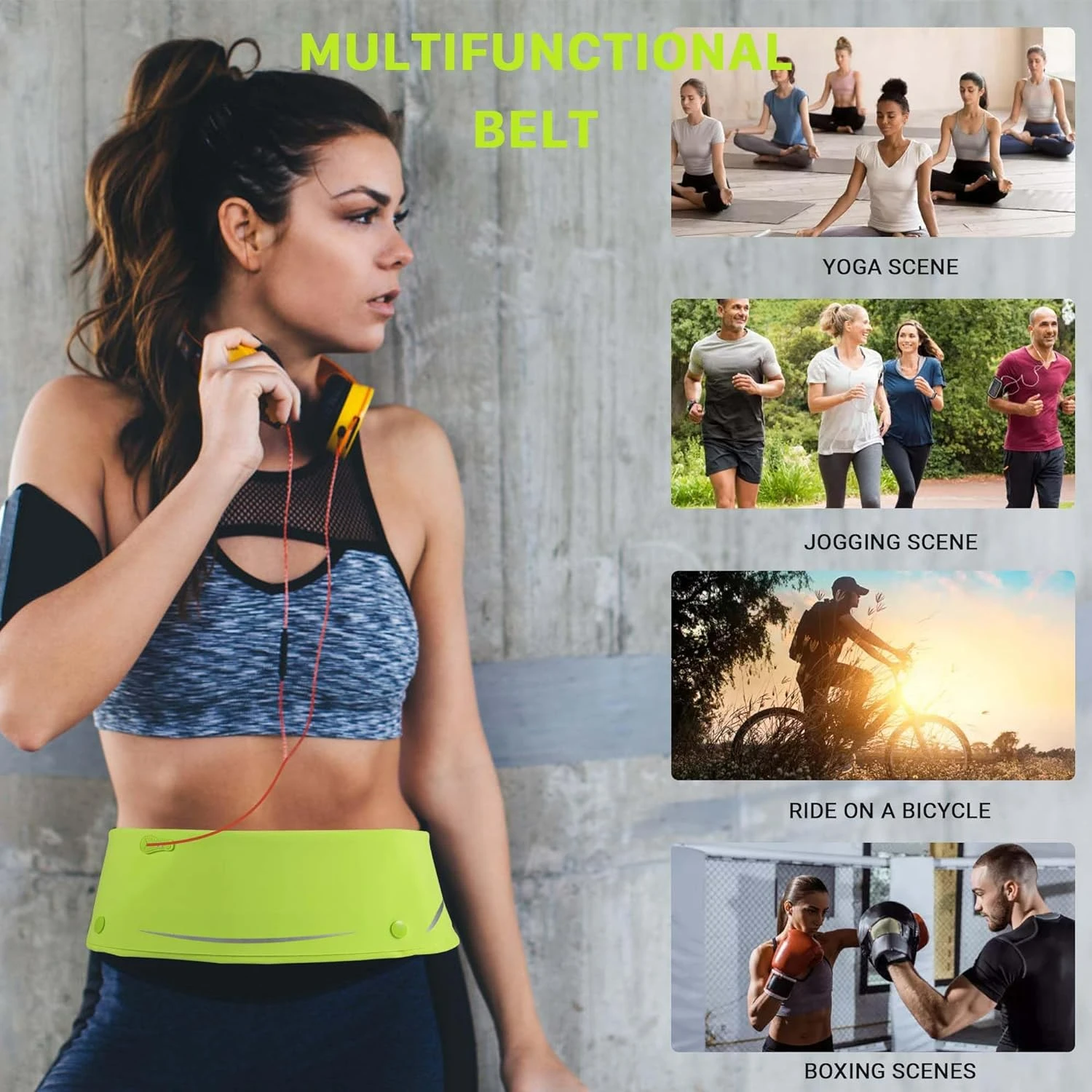 حزام جري أسود قابل للتعديل لتمارين الركض واللياقة البدنية في الماراثون، حزمة خصر خفيفة الوزن للنساء والرجال مع حامل هاتف - #6