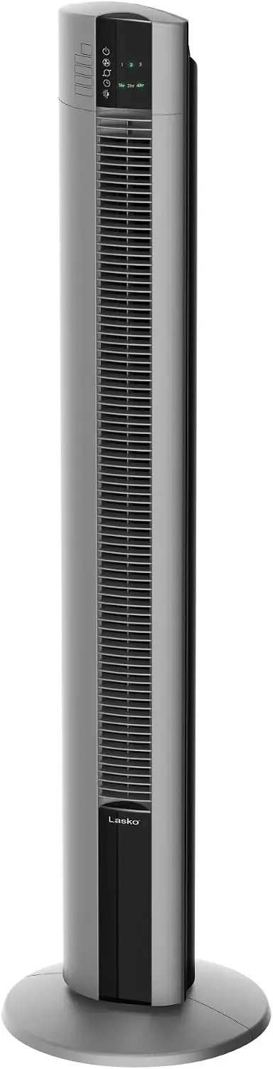 Gray 48 Inch T48314 Oscillating Tower Fan Remote Timer Quiet Bladeless 3 Speeds Nighttime Setting Powerful Cold Air Bedroom Offi