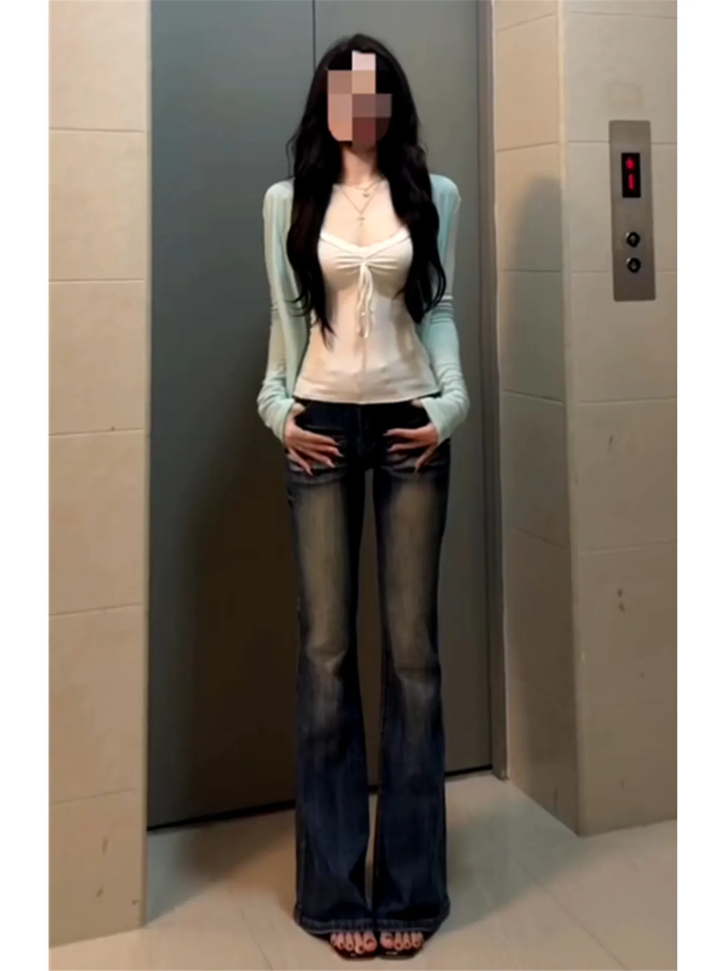 

American Retro Low Waist Slim Fit Jeans Women's Spring Long Bell Bottoms Cotton Casual Comfortable Non Deformable