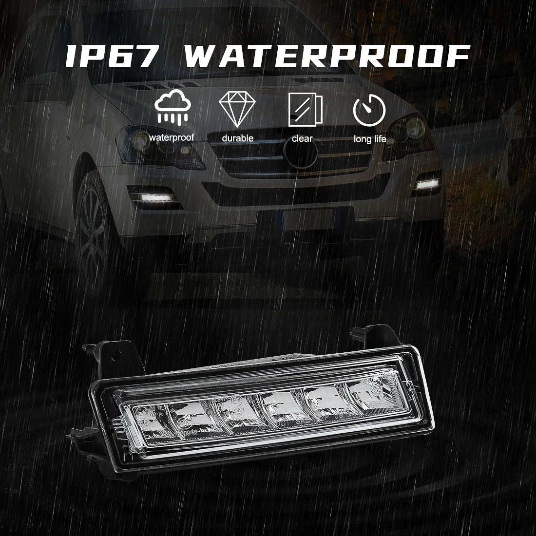 Daytime Running Lights For Mercedes Benz W164 X164 X204 ML350 ML450 GL450 GLK350 2009 - 2013 LED DRL OE: 1649060251 1649060151