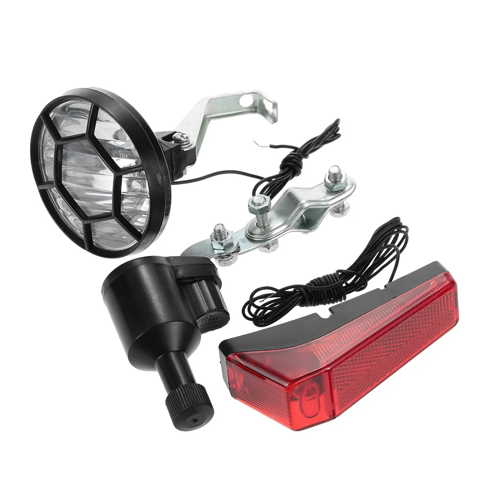 Bicycle Lights Set Kit Bike Safety Front Headlight Taillight Rear light Dynamo Weather-Resistant Suitable For All Bikes