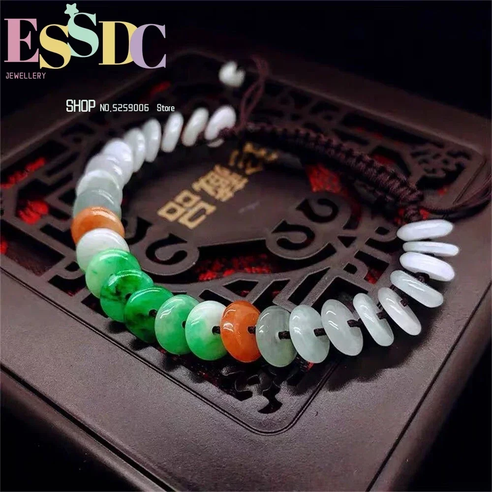 Jade A Woven Women's Tri Color Peace Buckle Bracelet Delicate Small Size Hand String Fashion Versatile Fine Simple
