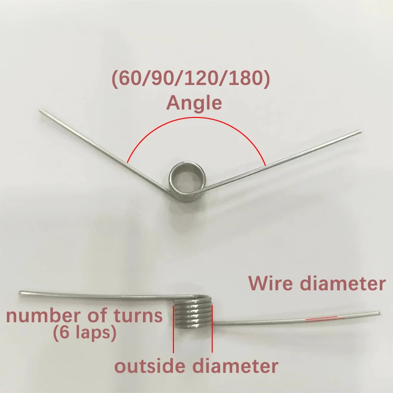 Helicaltorsio-Ring Edelstahl V-förmiger spiralförmiger Torsion feder draht Durchmesser 1mm Winkel 60 90 Grad