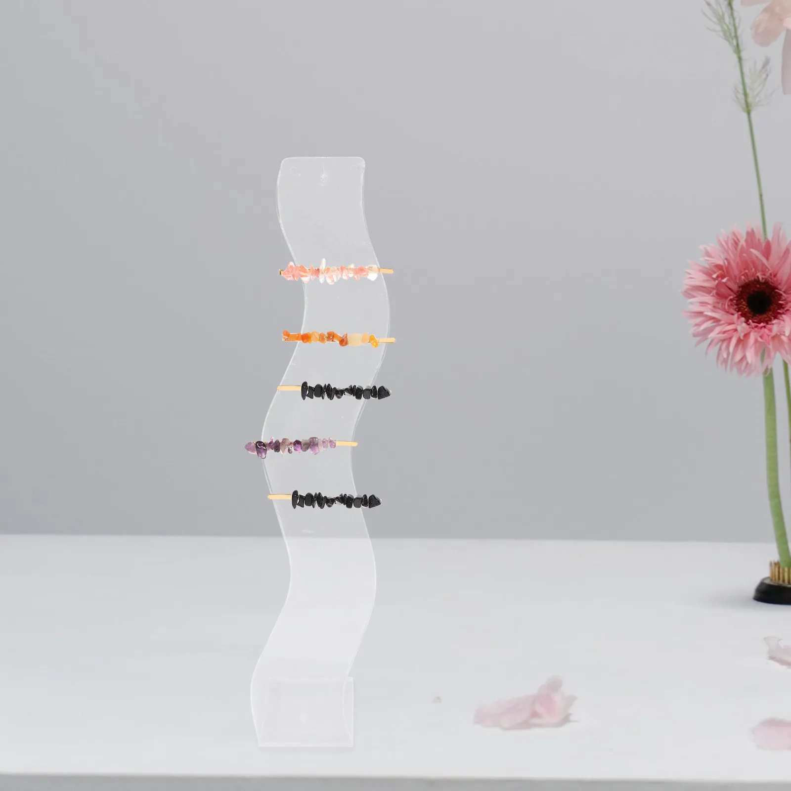 

6Pcs Elegant Plastic Hairpin Display Stand Holder for Boutiques Shops Counters Hair Accessories Organizer Rack S-Shaped