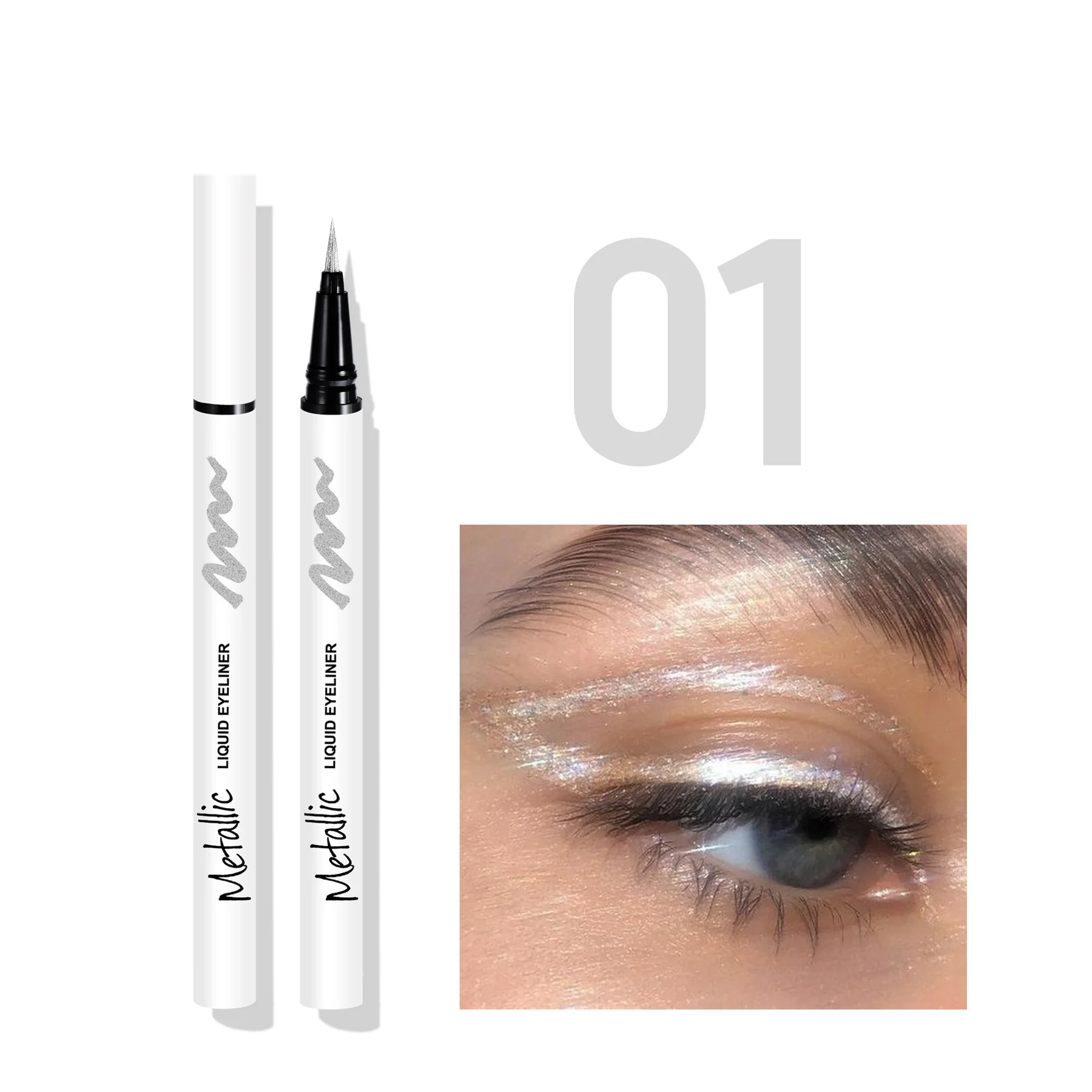 Farbiger Eyeliner-Stift, 6 Farben, nicht verschmierend, europäischer und amerikanischer Make-up-Perlglanz, fein blinkender Eyeliner-Stift