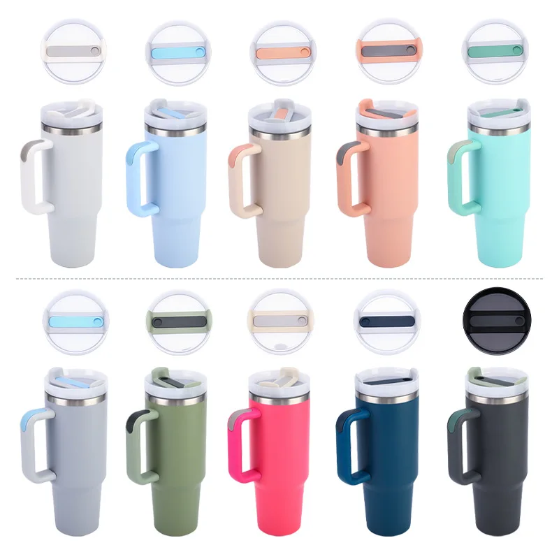 304 Stainless Steel Thermos Mug Portable Straw Mug 40oz Car Thermos Mug With Handle