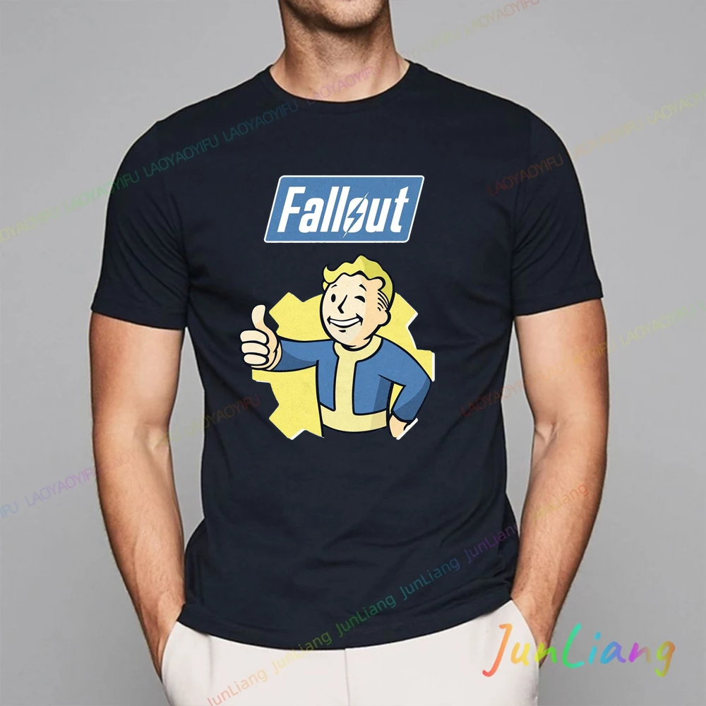 Fallouts Vault Boy Essential T-Shirt Men's Round Neck Short Sleeve Y2k Clothes Shirts Graphic Tee Original Mens T-shirts Goth