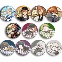 Classic Anime Role Osamu Dazai Atsushi Nakajima Chuuya Nakahara Badge Round Tinplate Brooch Pins Bag Hat Accessories Friend Gift