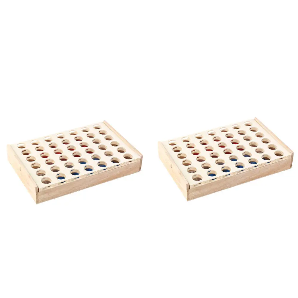 

2Sets Four in A Row Game Portable Wooden Board Game for Kids Parent-Child Interaction Educational Intellectual Chess Interactive