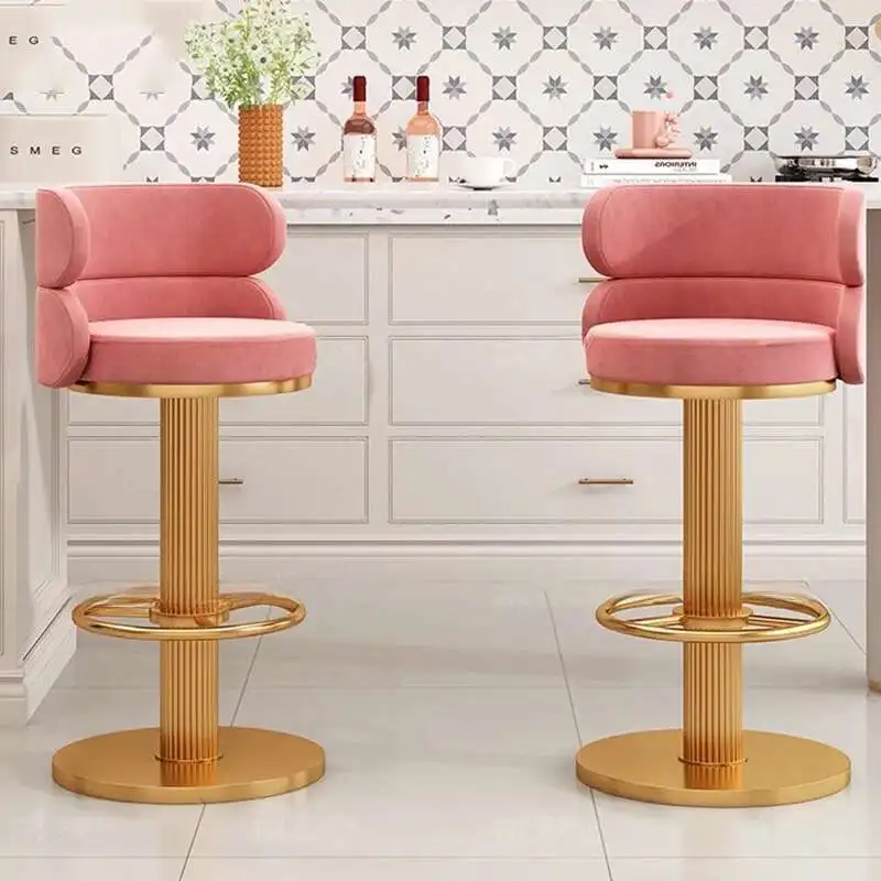 

Home Designer Bank Reception Bar Stool High Nordic Backrest Kitchen Counter Stool Modern Island Chair Cadeira Furniture XR50BY