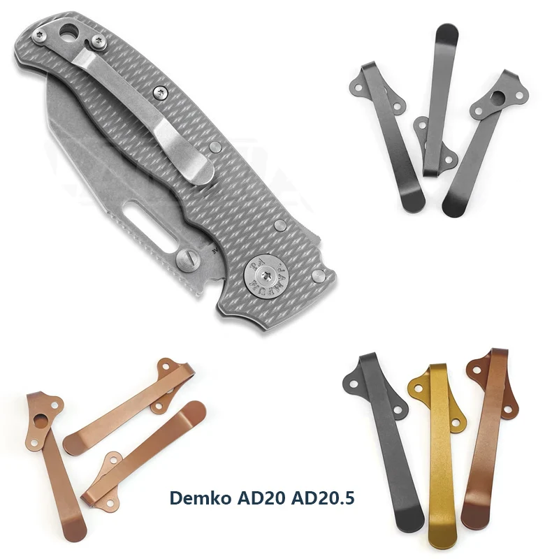 Abrazadera de bolsillo con Clip estándar para cuchillos hechos de titanio, 5 colores, para cuchillos Demko AD20 AD20.5 AD 20 20,5, piezas de accesorios de repuesto