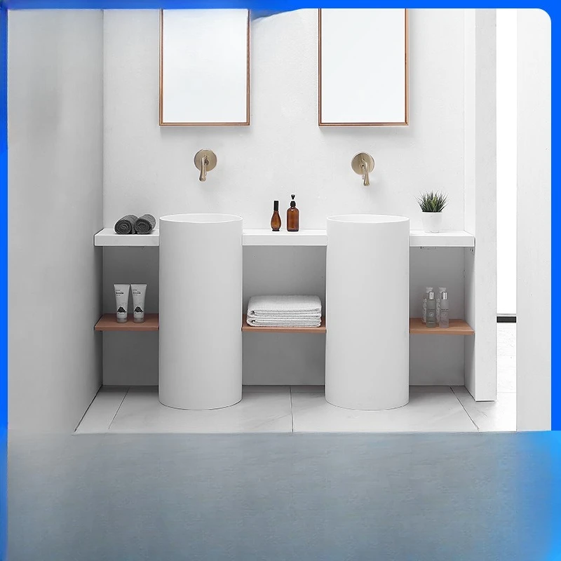 Artificial stone pillar basin, corner cutting household, wash basin, artificial stone washbasin, basin countertop integrated