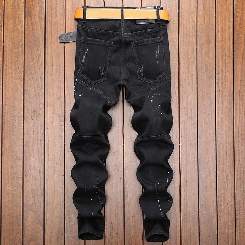 Herbst und Frühling Mode Trend Retro Sport Gerade Bein Zerrissene Jeans männer Casual Bequeme Stretch Hohe Qualität Denim Hosen