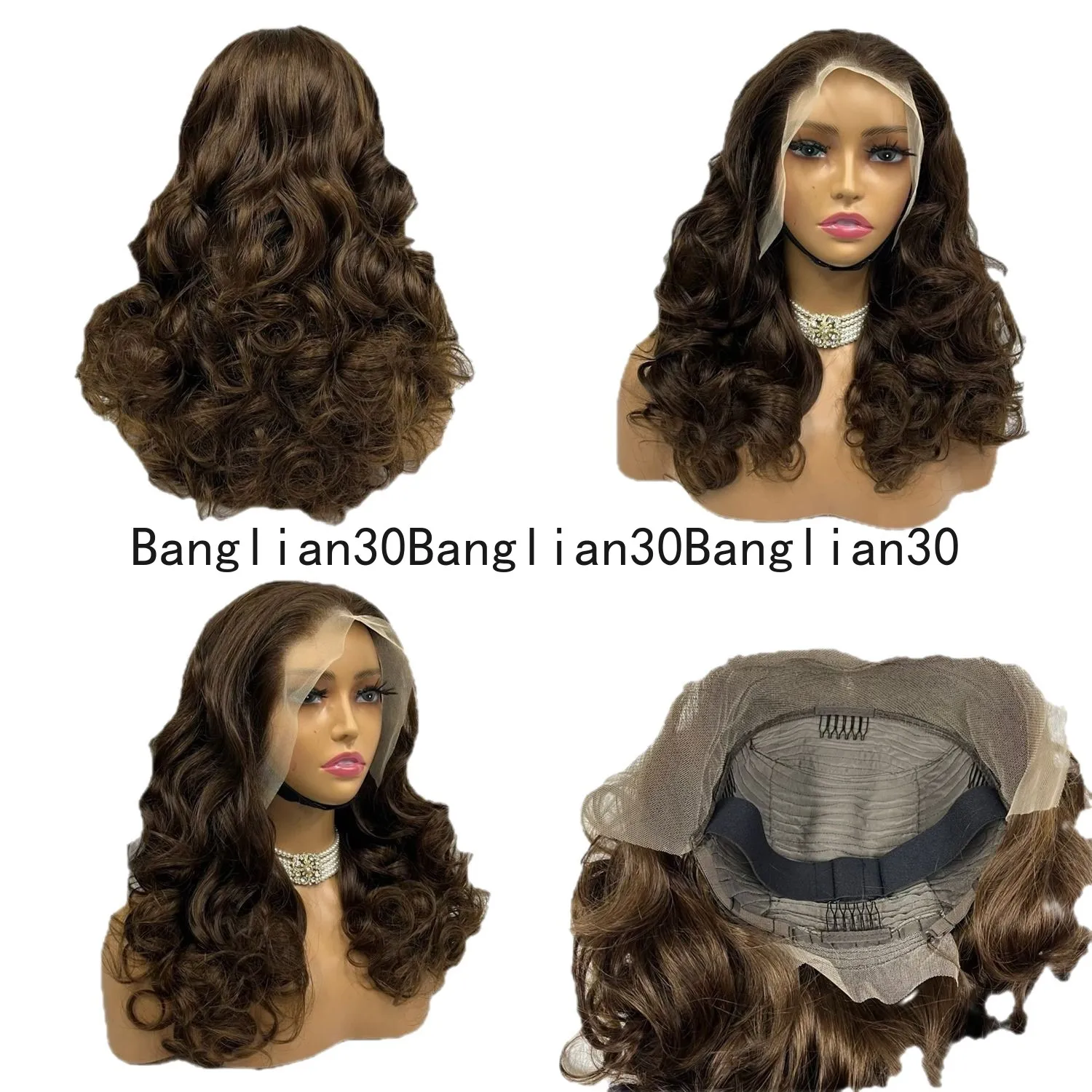 

Front Lace Real Person Long Curly Hair Headgear Internet Celebrity Wig The Same Style Can Be Diagonal Fluffy