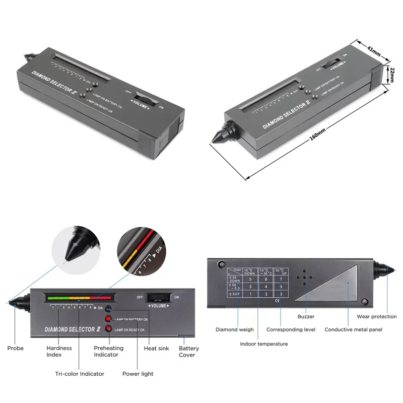 Portable High Accuracy Diamond Selector for Novice and Expert Electronic Diamond Tester Tool for Jewelry Jade Ruby Stone