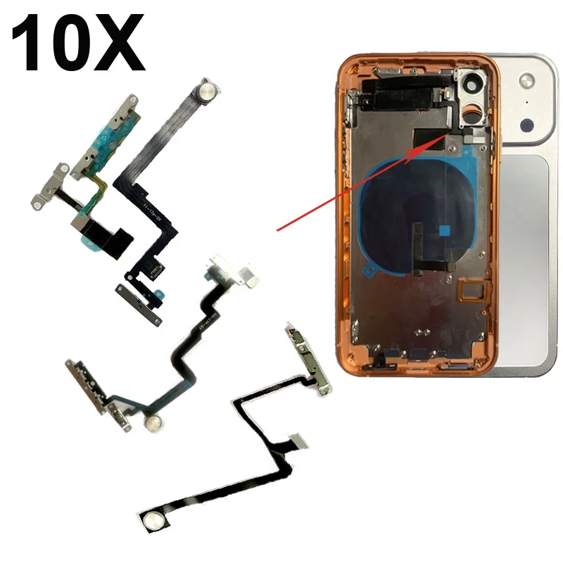 10Pcs Switch Flex Cable for iPhone X XS XR 11 to 17 Pro, XS Max to 17 Pro Max Refit Housing Power Volume LED Flash Flex Bulk