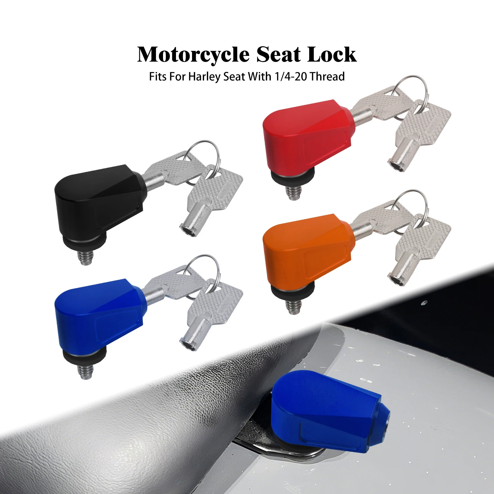 Motorcycle Seat Lock Seat Screw Bolt With 1/4-20 Thread Fasteners Anti Theft For Harley Touring Softail Sportster Softail Dyna
