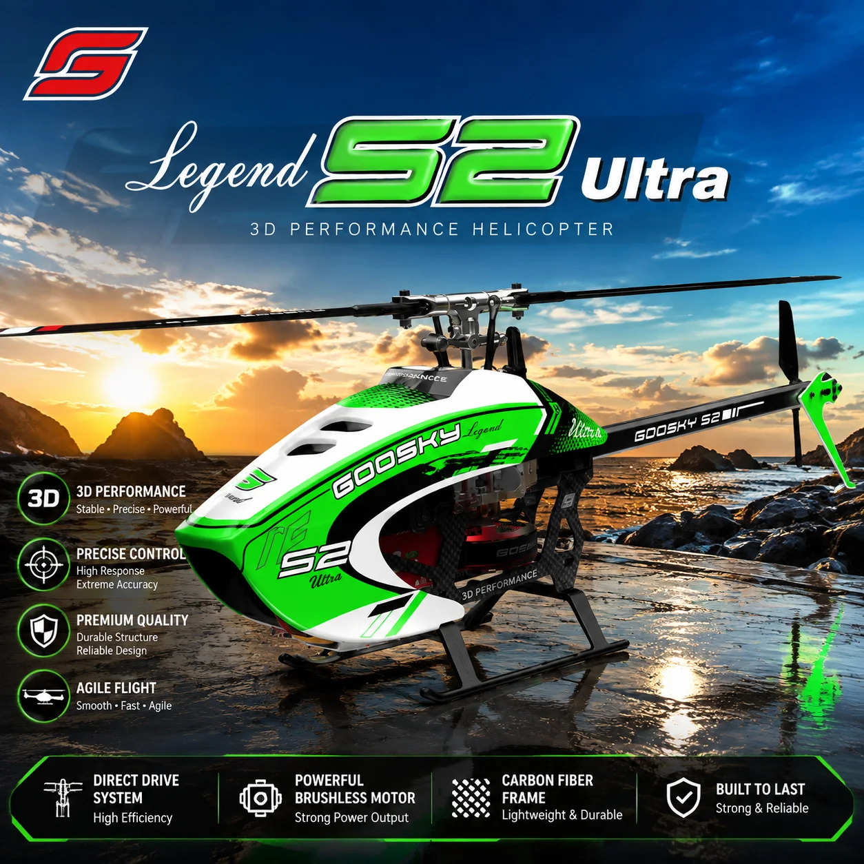 GOOSKY S2 Ultra RC Helicopter Model Toy, Professional 3D Aerobatic Stunt RC Helicopter Aircraft
