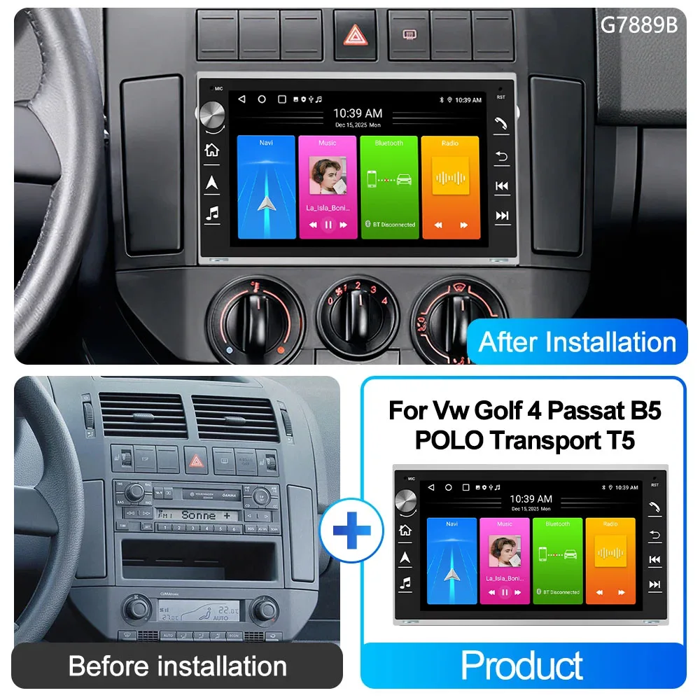 7 inch Android Car radio Carpaly GPS Navigation + AHD Reverse camera For VW Golf 4 Passat B5 POLO Transport T5