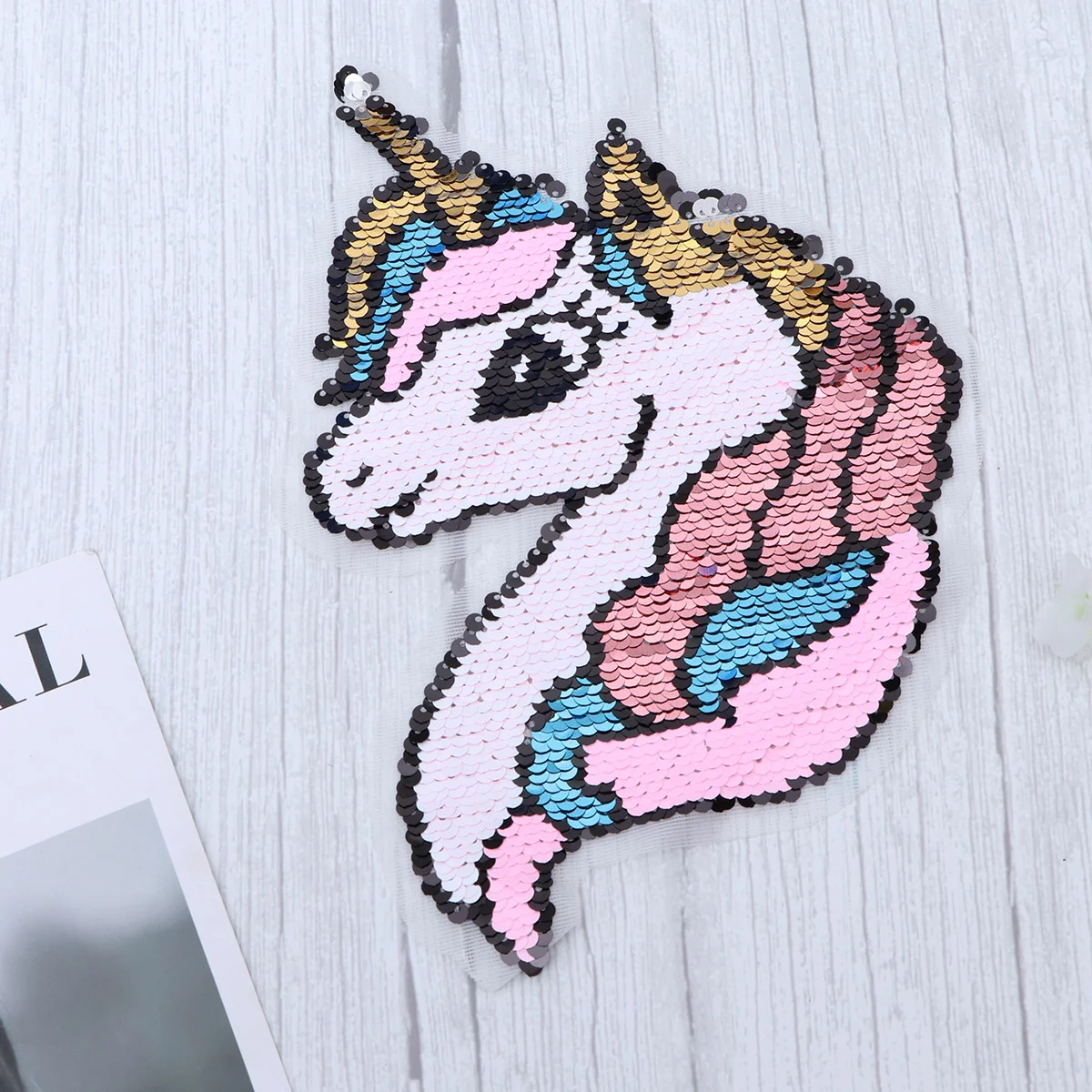 Patch pakaian kostum anak-anak, applique dan Patch dekoratif payet warna-warni Unicorn