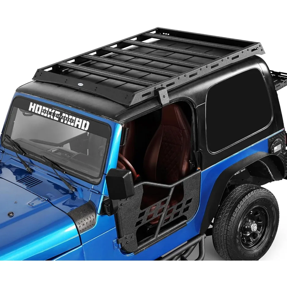 u-Box Wrangler TJ Roof Rack Cargo Basket for Jeep Wrangler TJ 1997-2006 Hardtop (Excluding Unlimited) - Overland Aluminum CrossB