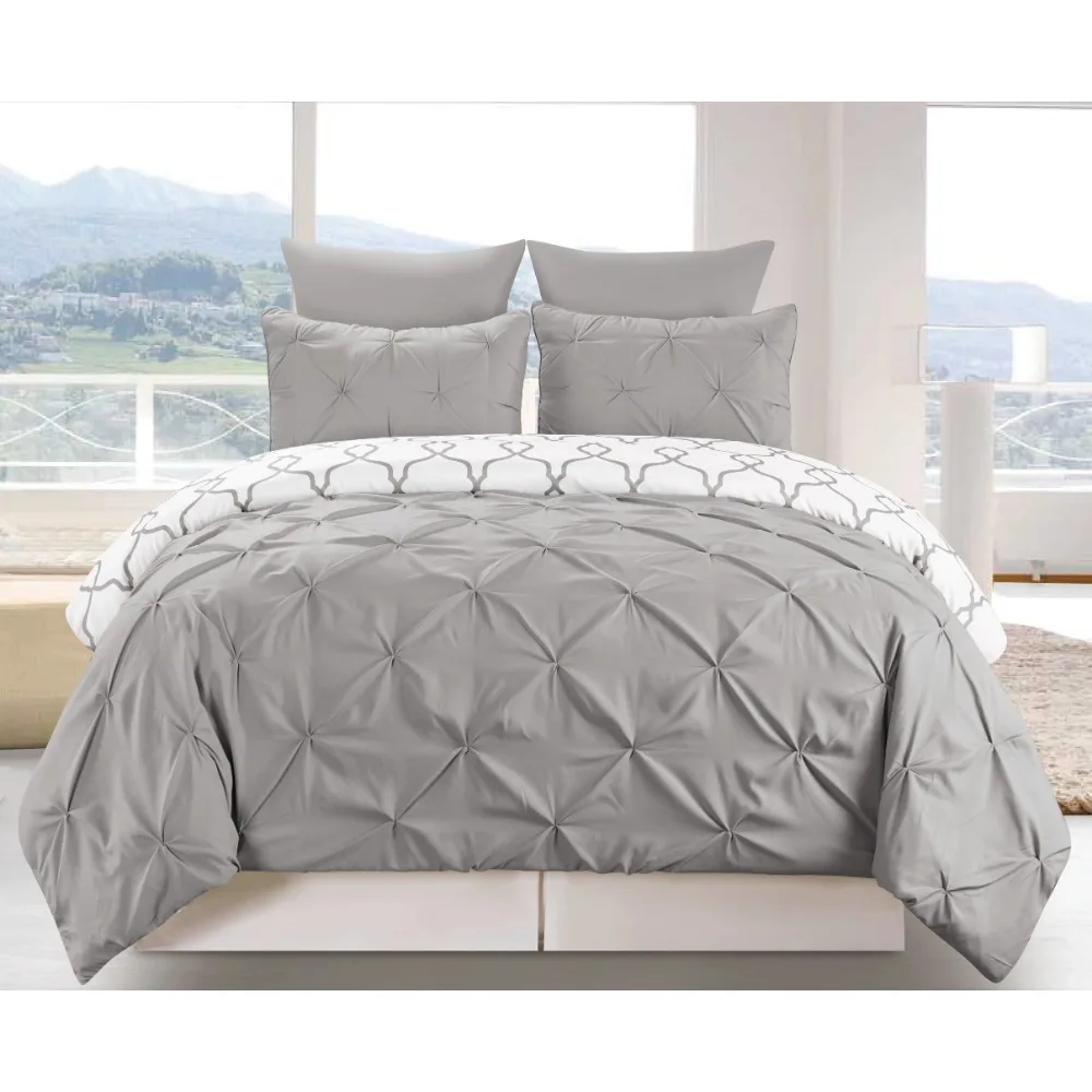 

Esy Gate Print / Pintuck Reverse 3 Piece Duvet Set