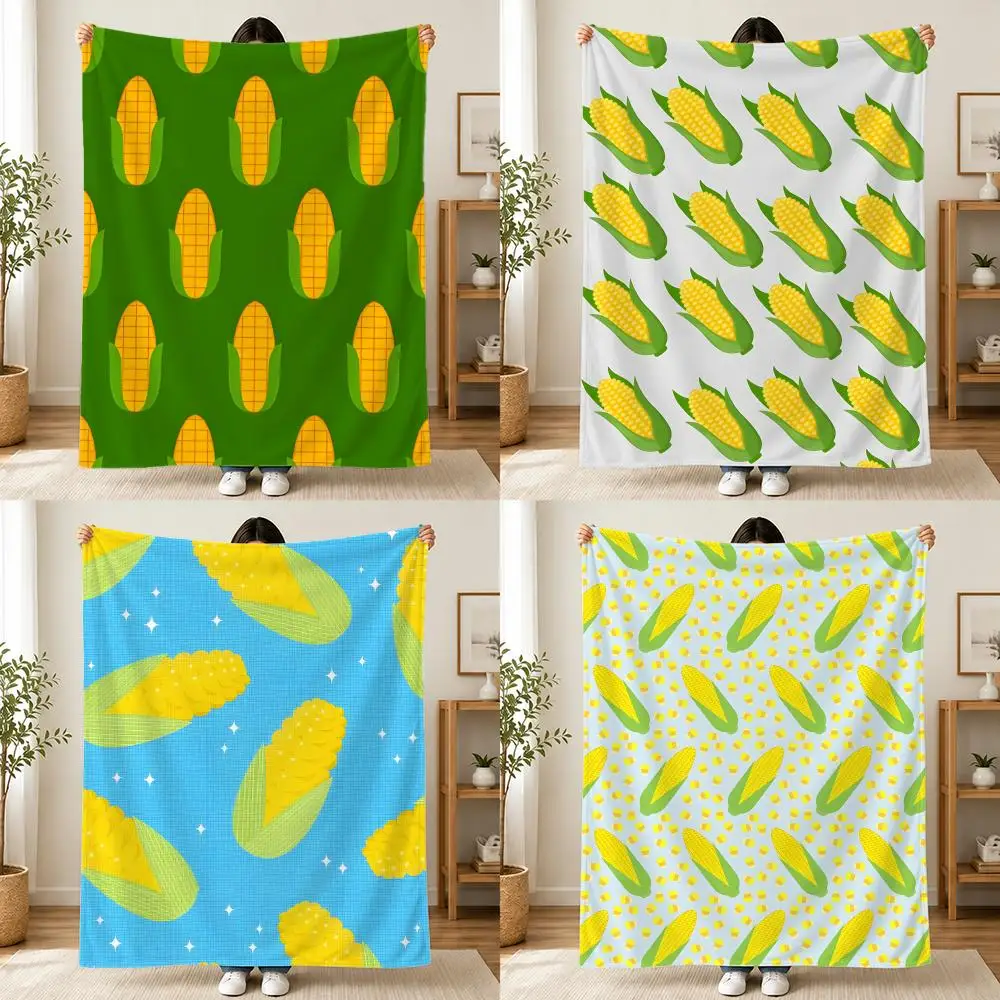Thanksgiving Corn Throw Plush Flannel Throw Blanket, Sofa Bed Travel Picnic Home Textile Decor