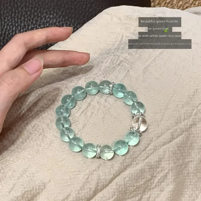 [Mint Green Treasure] Natural Green Fluorite Crystal Bracelet, Healing Department, Fresh Ice Clear Bracelet, Girlfriend Gift